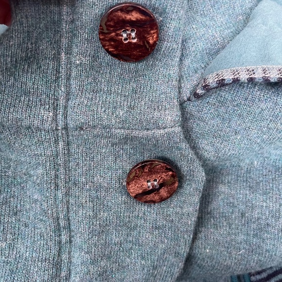 PrAna Kari Sweater / Jacket in Teal Green, Wool Blend + Fleece with Hood, Small - Picture 15 of 16
